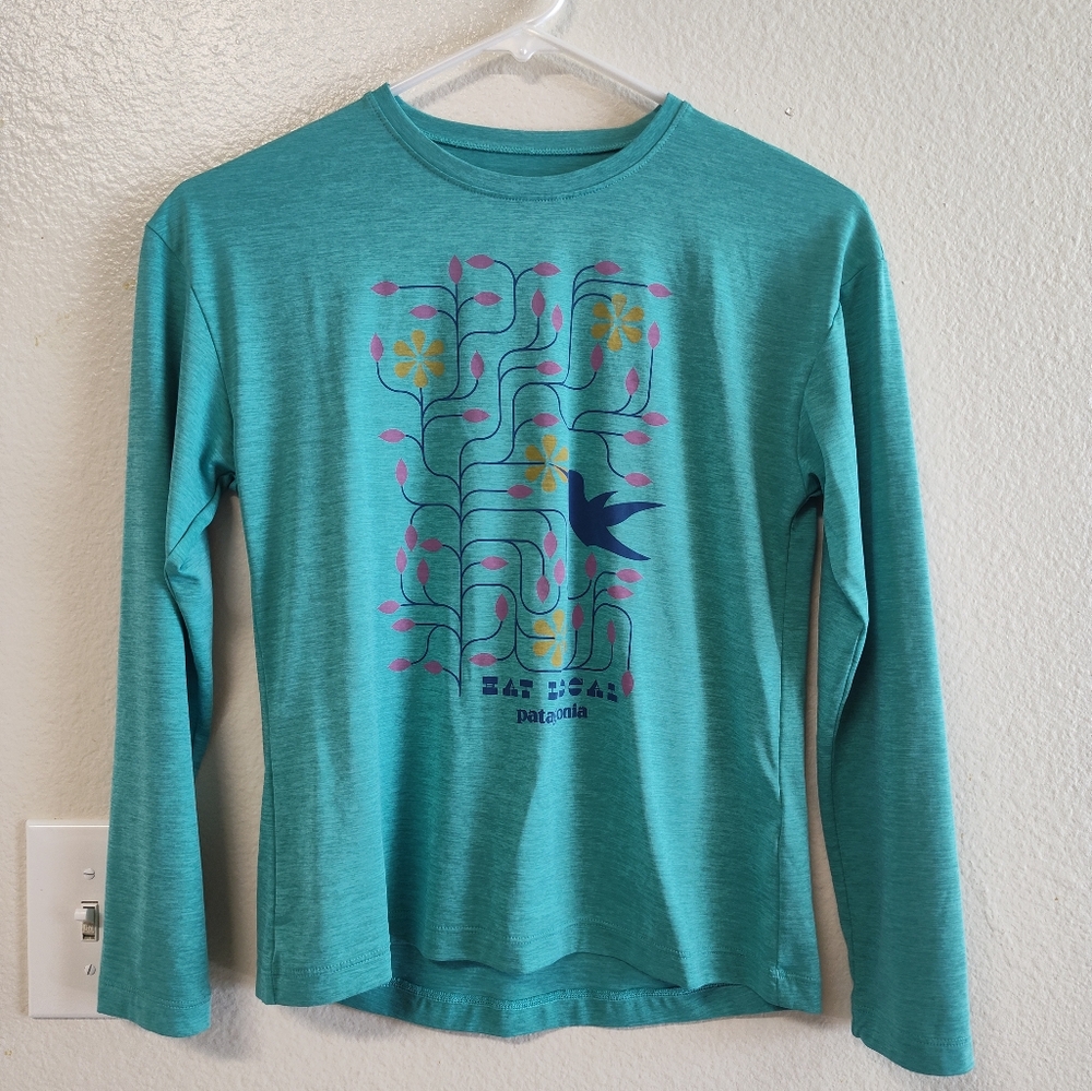 Patagonia Blue Long Sleeve Tee Casual Cotton Size 12 Girl